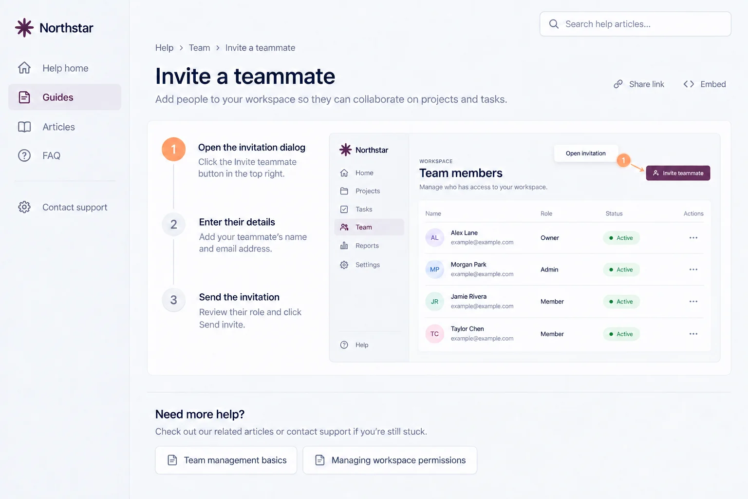 Illustrative help article with an embedded step-by-step guide.